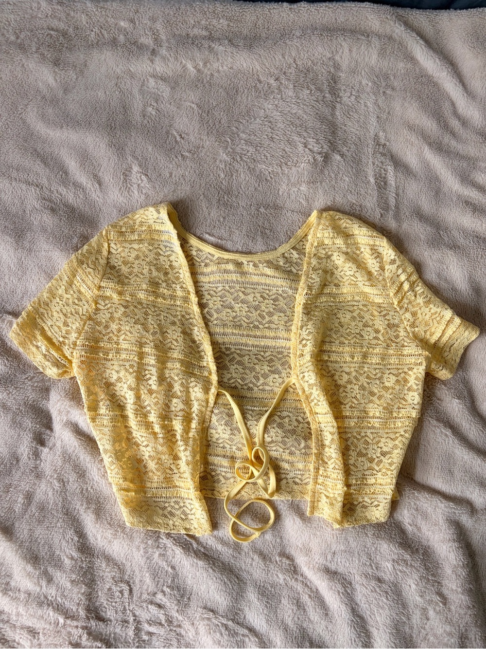 Yellow Lace Tie-Front Women's Cover Up
